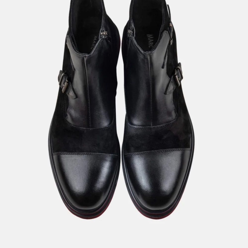 Brand New Marc Nolan Men’s Grant Leather Black Buckle Boots - 7